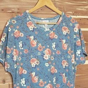 LuLaRoe Maria Dress, Size M, Heather Blue, Pink, Purple, Grey, & Cream Floral